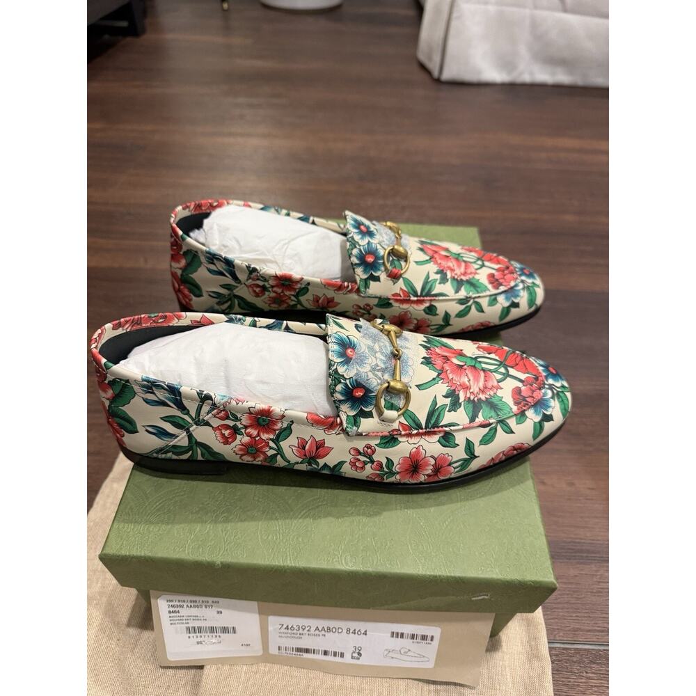 Gucci NWT Moccasin Leather Wexford Brit Roses Multicolor MSRP$1050 Size 39 - Picture 7 of 10